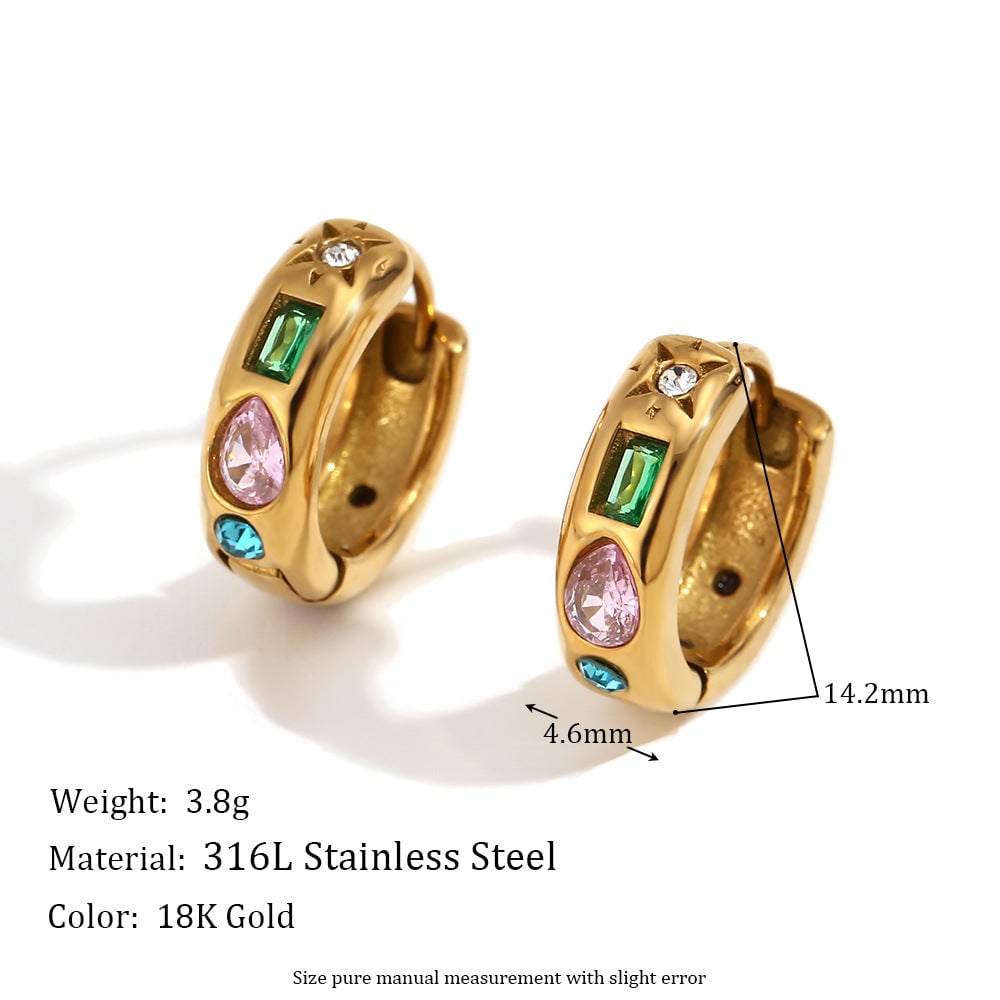 Fashion Circle Cloud Star Stainless Steel 18K Gold Plated Jewelry Sets