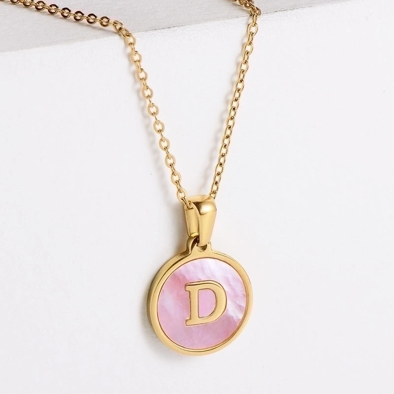 304 Stainless Steel 18K Gold Plated Fashion Plating Letter Shell Pendant Necklace