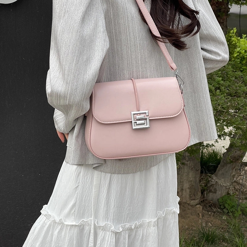 Women's Medium Pu Leather Solid Color Vintage Style Classic Style Square Magnetic Buckle Shoulder Bag