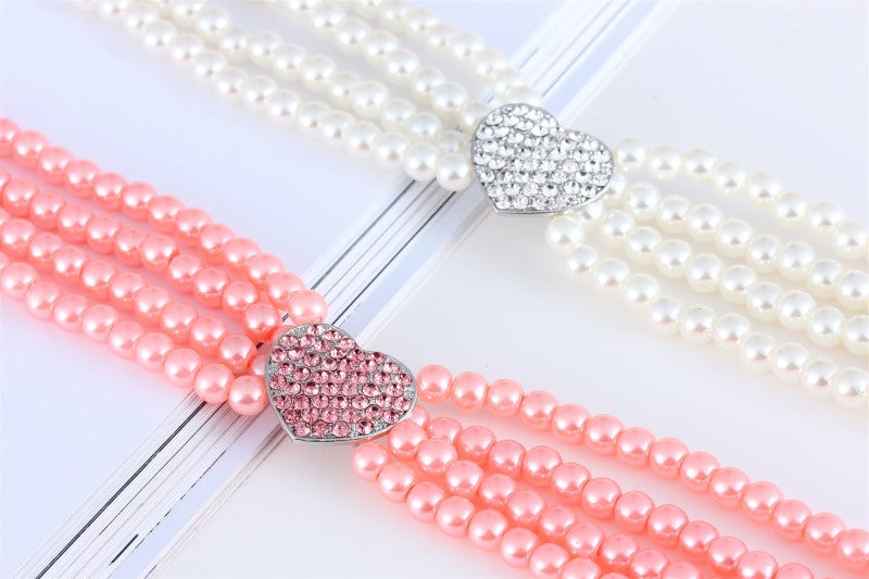 Heart Pattern Pearl Dog Cat Collar