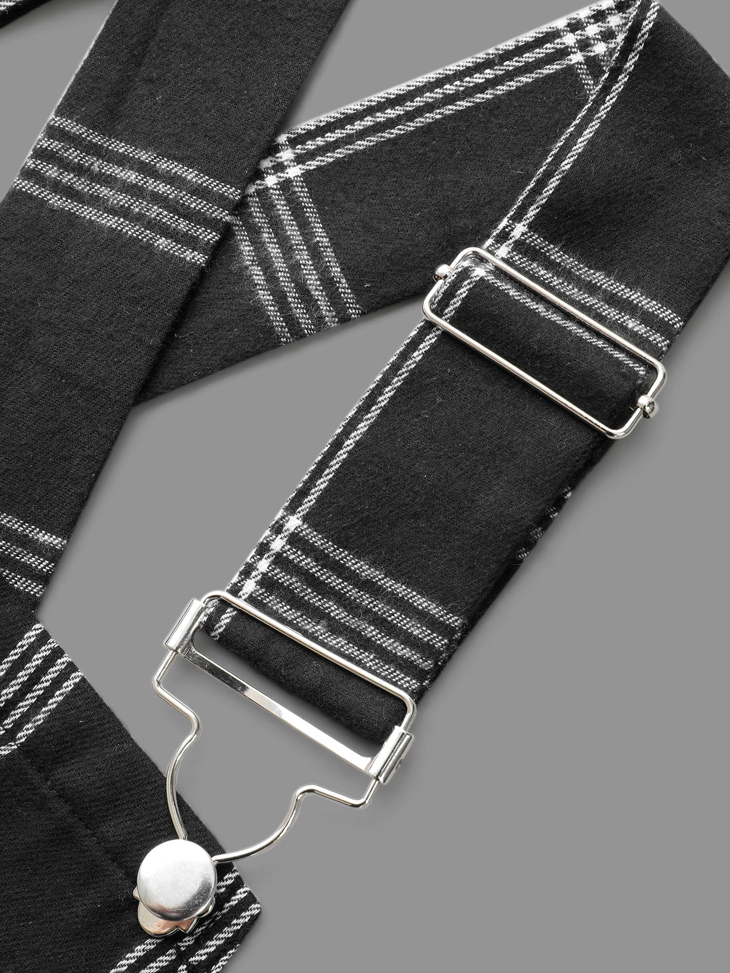 Plaid Square Neck Patched Pocket Dress
