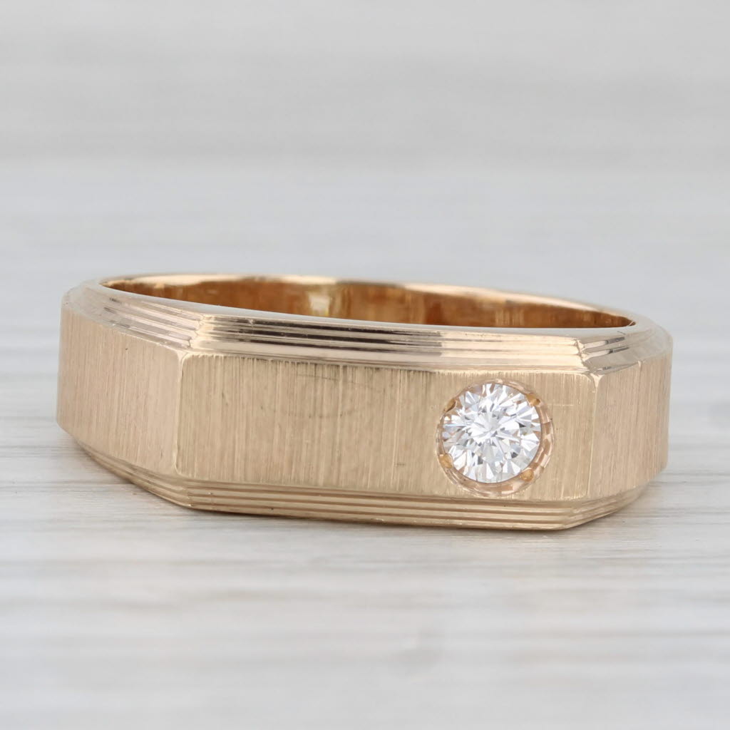 0.20ct Diamond Solitaire Men's Ring 14k Yellow Gold Size 11.5 Band Wedding