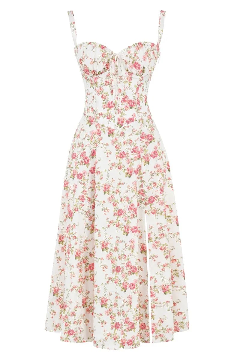 Vestido Moldeador De Cintura Con Corpiño Floral