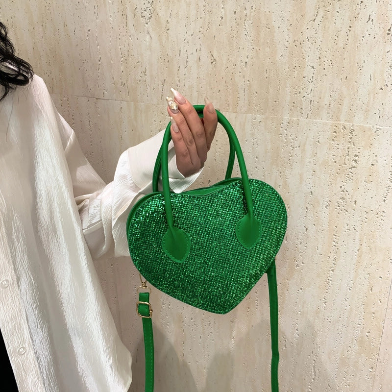 Women's Small Pu Leather Solid Color Streetwear Heart-shaped Zipper Underarm Bag