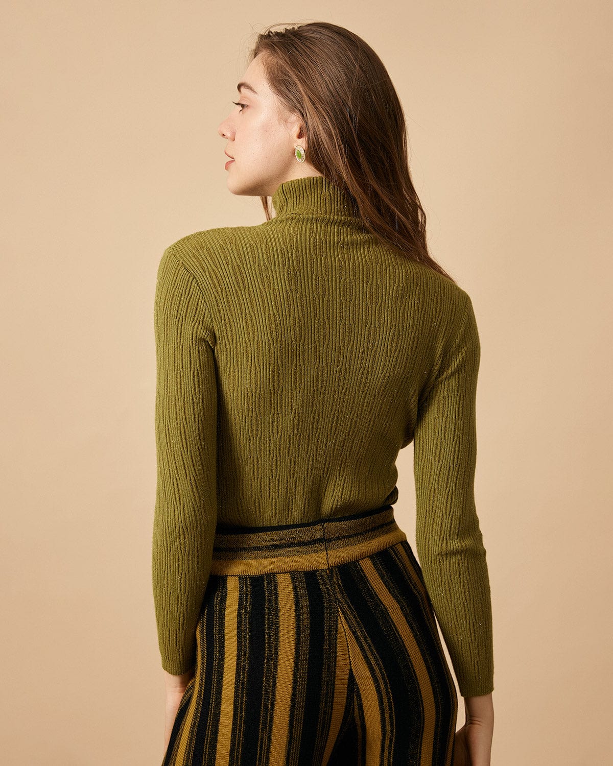 The Solid Textured Turtleneck Knit Top