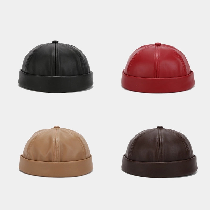 Unisex Retro Classic Style Solid Color Eaveless Chinese Landlord Hat Beanie Hat