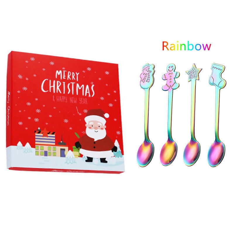 Christmas Fashion Cartoon Stainless Steel Festival Spoon 1 Set