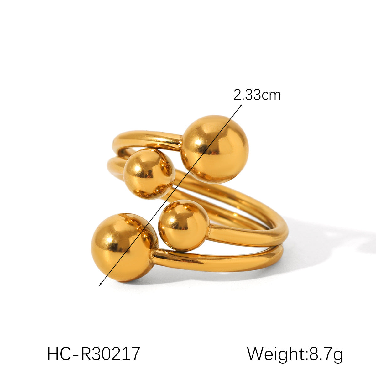 Stainless Steel Ball Ring Female Niche Design Size Gold Ball Ring Titanium Steel Ring