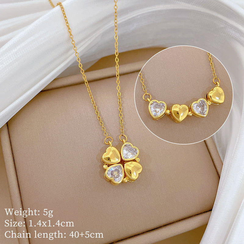 Copper Micro-Inlaid Cross Fashionable And Gorgeous Full Diamond Necklace For Women All-Match Clavicle Chain Titanium Steel