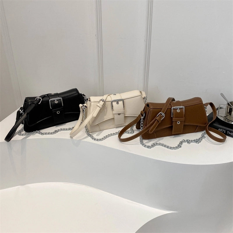 Women's Medium Pu Leather Solid Color Streetwear Square Zipper Crossbody Bag