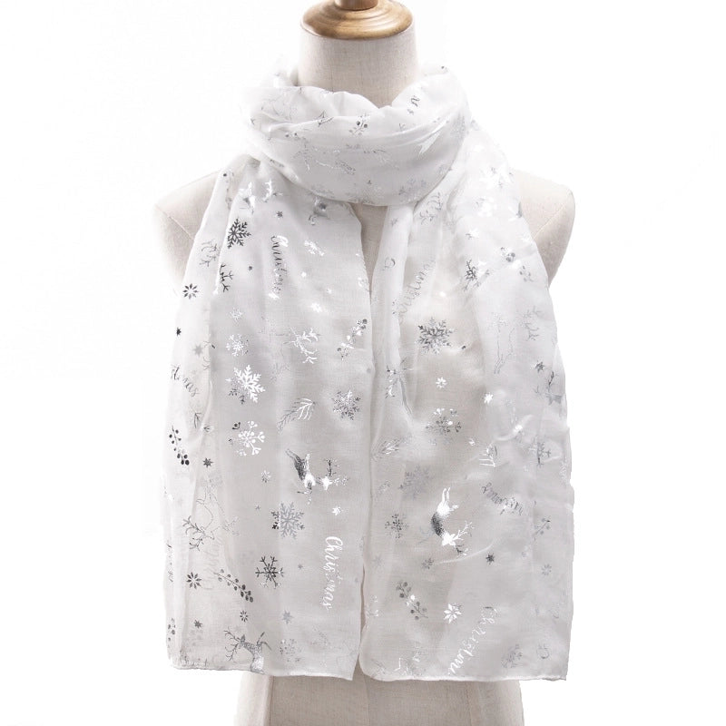 Women's Elegant Christmas Tree Snowflake Elk Polyester Winter Scarves