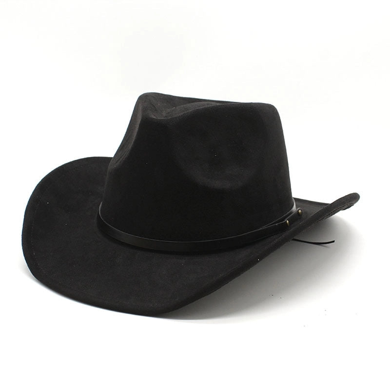 New Western Cowboy Hat Brown Jazz Hat Men And Women Ethnic Style Autumn And Winter Felt Hat Big Brim Hat