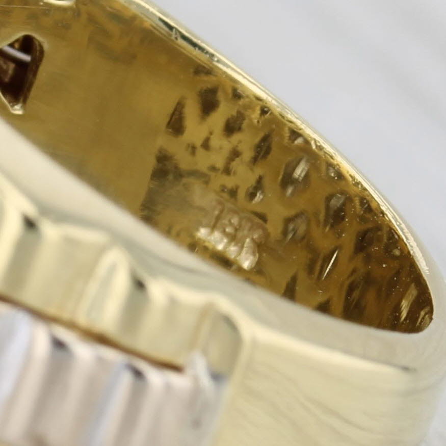 1.10ctw Diamond Men's Ring 18k Yellow White Gold Beveled Watch Band Style Sz 8.5