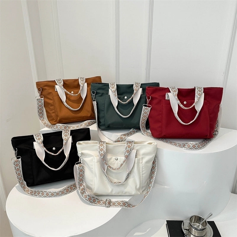 Women's Canvas Solid Color Classic Style Zipper Crossbody Bag