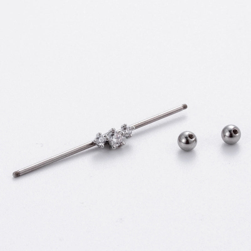 1 Piece Ear Cartilage Rings & Studs Vintage Style Cross Heart Shape Snake 316L Stainless Steel  Copper Plating Inlay Zircon