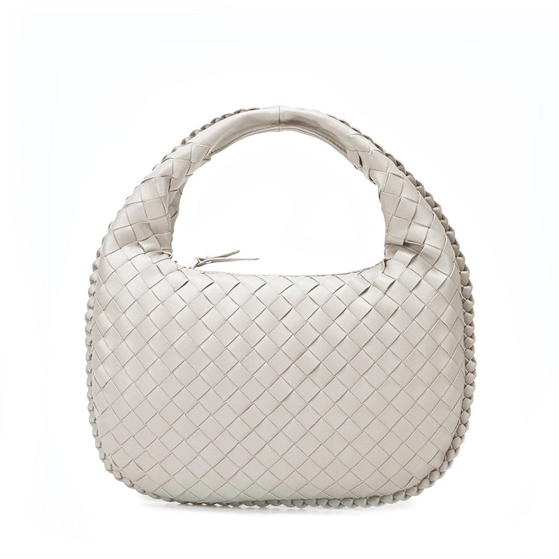 Women's All Seasons Pu Leather Solid Color Basic Oval Zipper Handbag