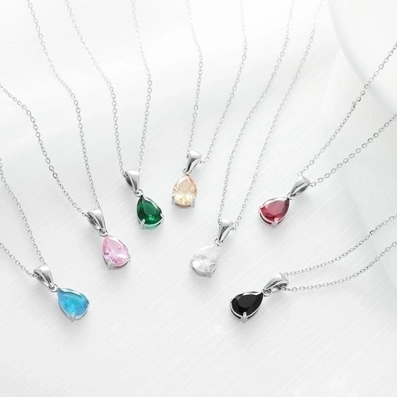 2 Pieces Fashion Water Droplets 304 Stainless Steel Zircon White Gold Plated Gold Plated Inlay Necklace