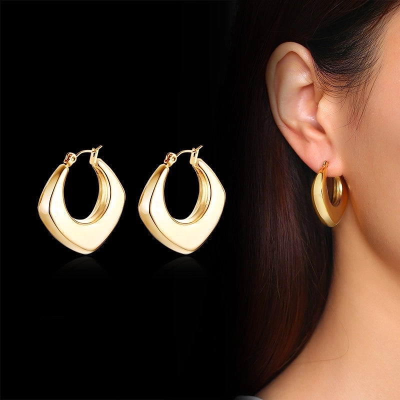 1 Pair Minimalist Solid Color Plating 201 Stainless Steel 18K Gold Plated Earrings