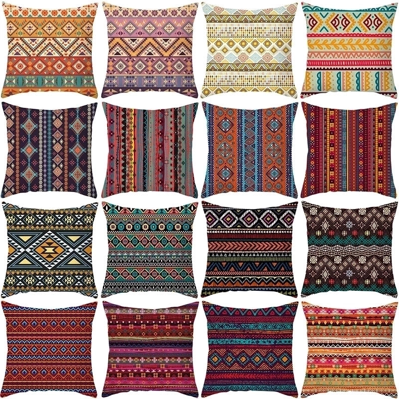 Ethnic Style Geometric Fibre Peach Skin Pillow Cases