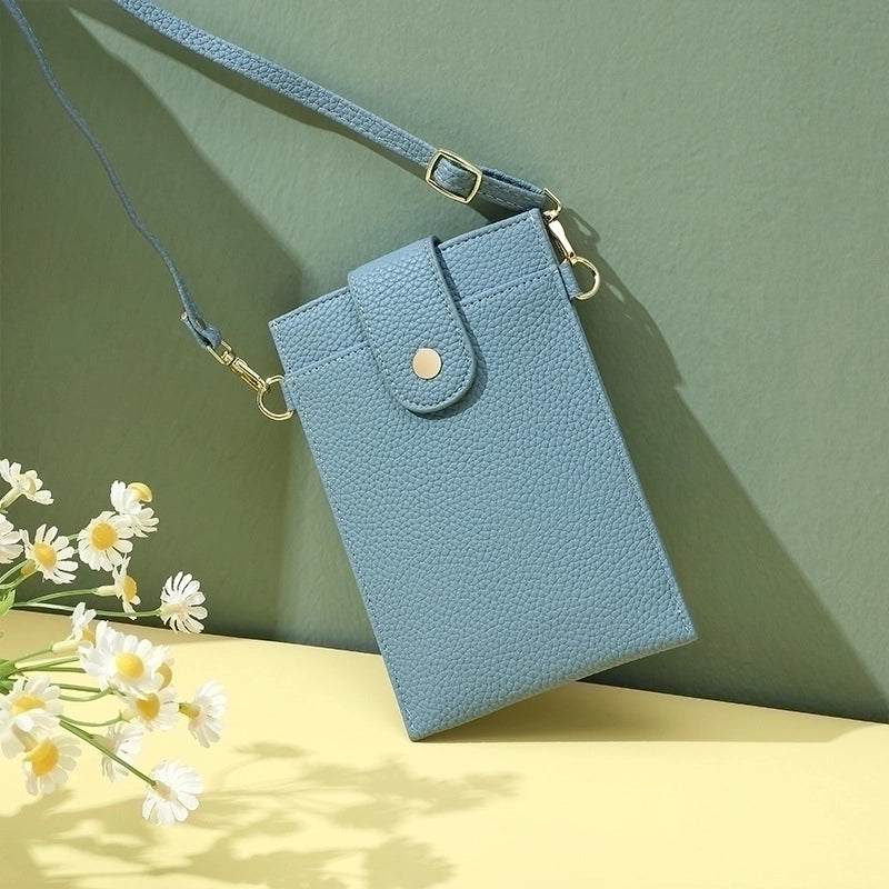 Women's Pu Leather Solid Color Classic Style Square Flip Cover Phone Wallets