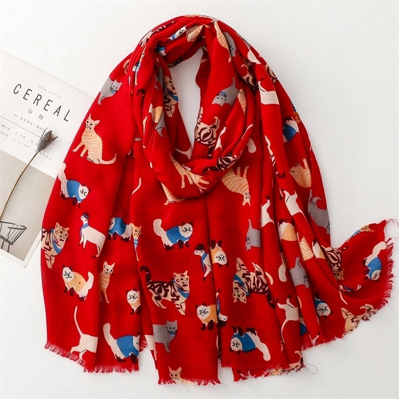 Women's Cute Animal Cotton And Linen Scarf