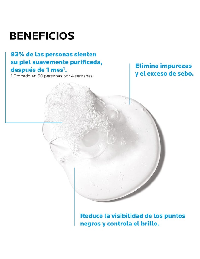 Limpiador facial Purifying Foaming Gel La Roche Posay Effaclar recomendado para purificar