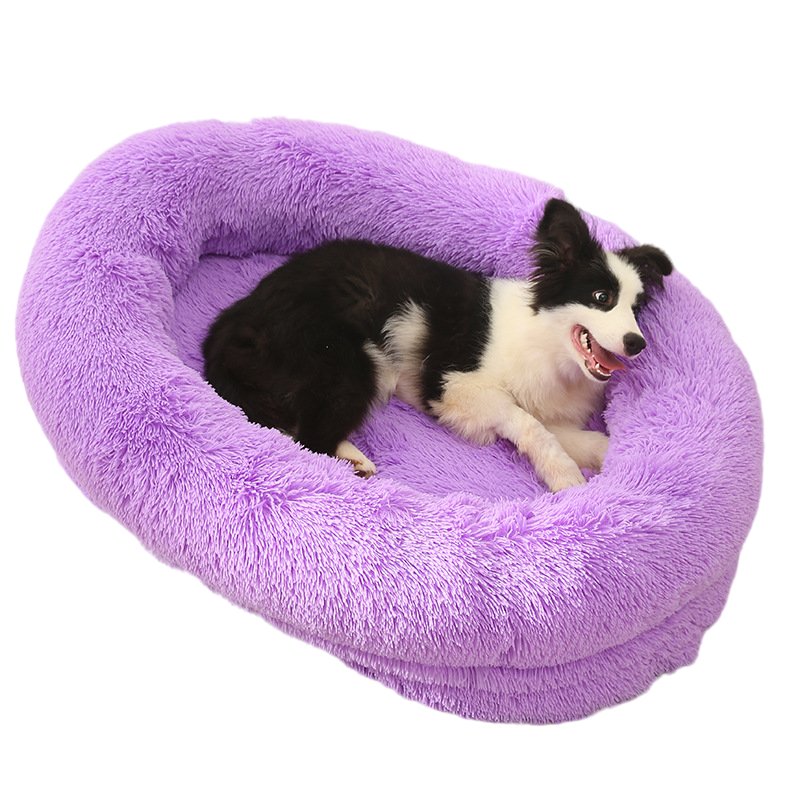 Fluffy Oval-Shaped Pet Bed - Lavender
