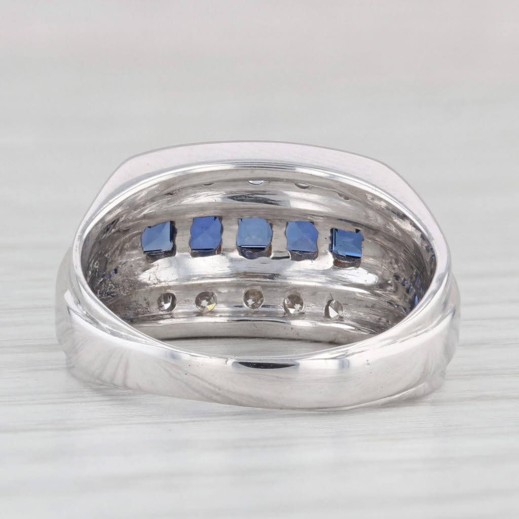 0.80ctw Lab Created Sapphire Diamond Ring Wedding Band 14k White Gold Size 6.75
