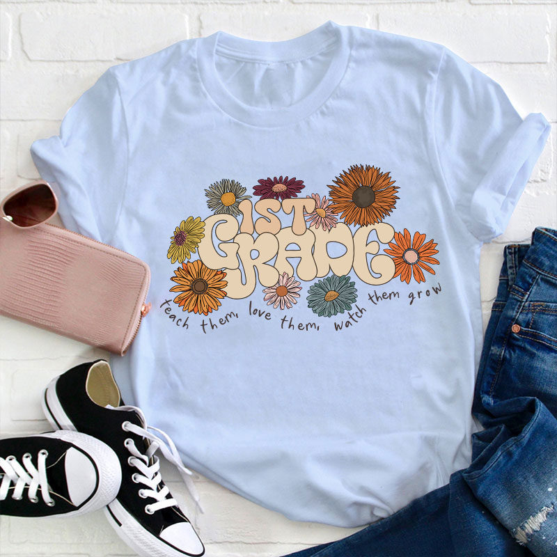 Personalized Retro Daisy Grade Teacher T-Shirt