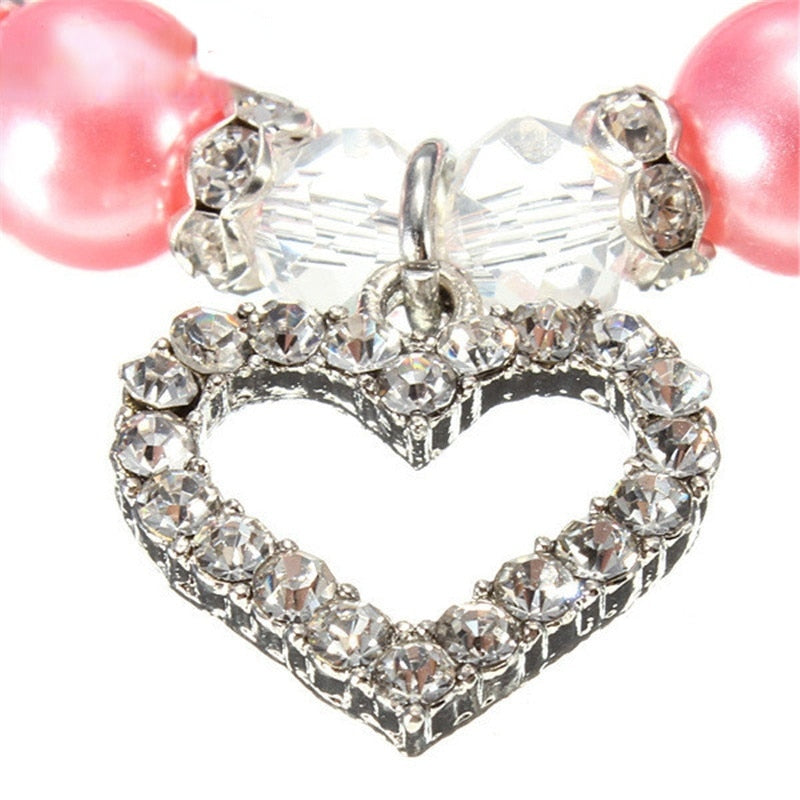 Rhinestone Pearl Dog Cat Collar Necklace