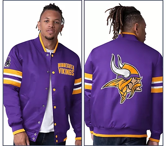 🔥Buy 2 for only $55🎁Buy 2 Get 2 Free🏈NFL Starter Satin Twill Snap Front Jacket