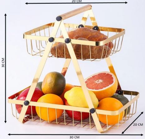 2 Tier Countertop Fruit Basket Organizer Basket For Kitchen Cournertop