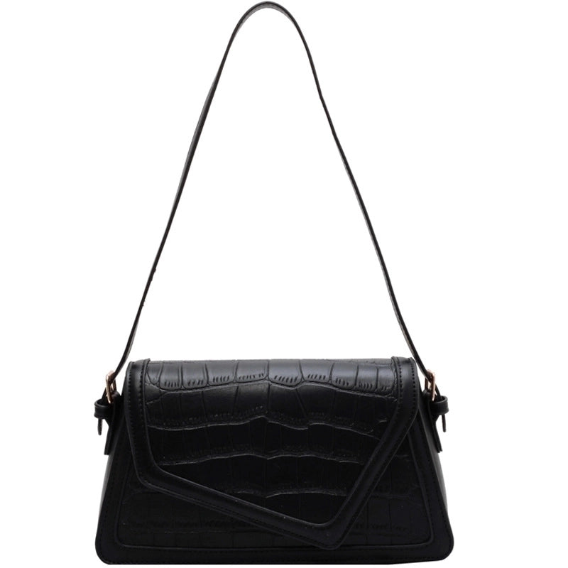 Women's Small Pu Leather Color Block Classic Style Flip Cover Crossbody Bag