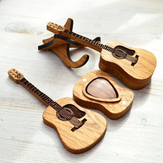 🎸Handmade Wooden Acoustic Guitar Pick Box