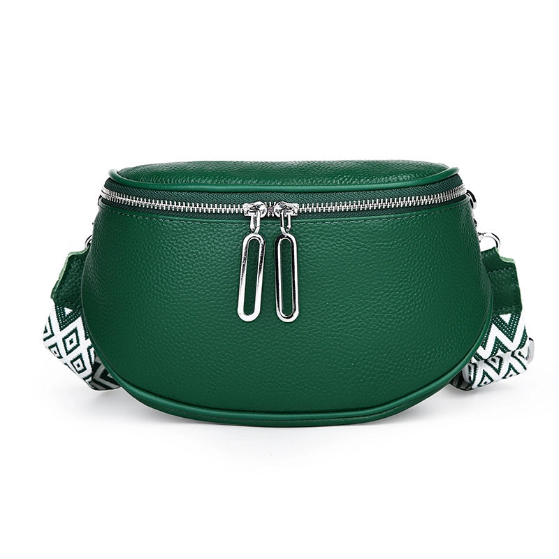 Medium All Seasons Leather Solid Color Fashion Square Zipper Saddle Bag