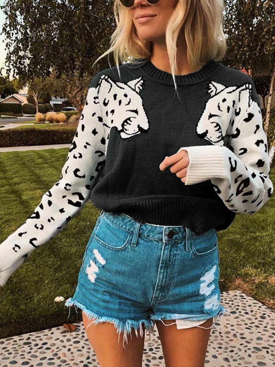 Snow Leopard Knit Sweater