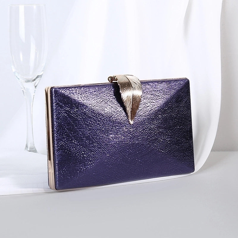 Red Purple Black Pu Leather Leaves Square Evening Bags