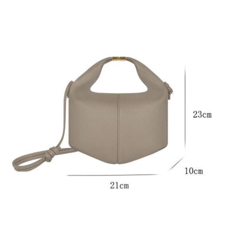 Women's Mini Leather Solid Color Elegant Basic Dumpling Shape Magnetic Buckle Tote Bag