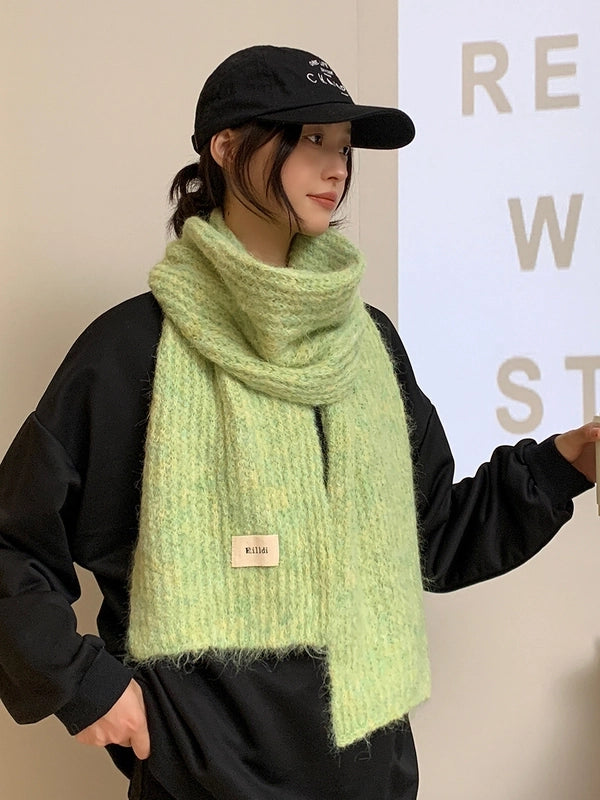 Women's Preppy Style Minimalist Solid Color Mohair Scarf