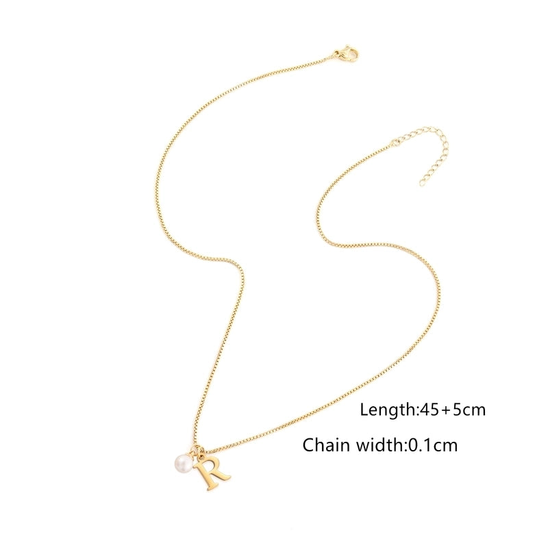Elegant Minimalist Classic Style Letter 304 Stainless Steel Artificial Pearl Copper Stainless Steel Necklaces