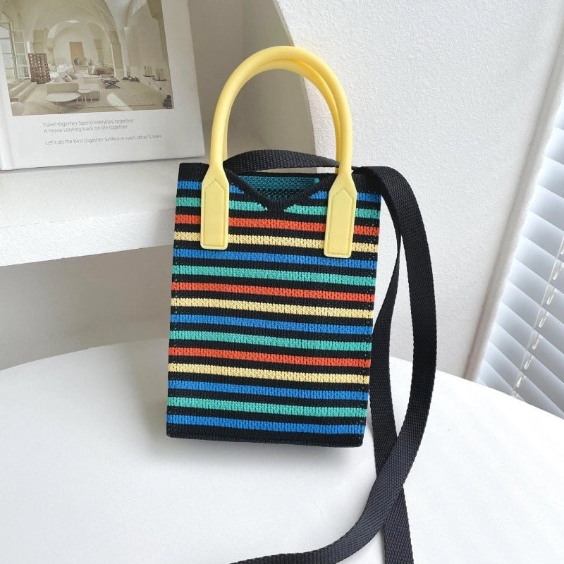 Women's Small Polyester Stripe Plaid Flower Vintage Style Open Crossbody Bag