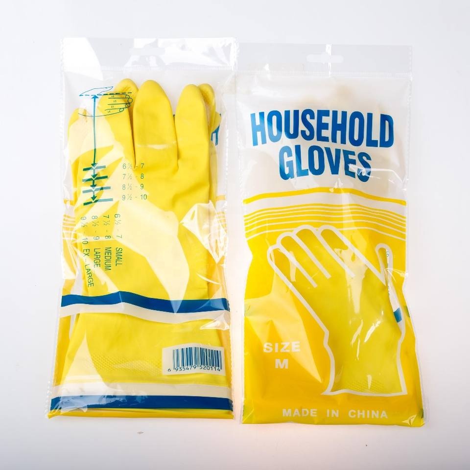 Rubber Cleaning Yellow Cotton with Rubber Glove for Kitchen protection