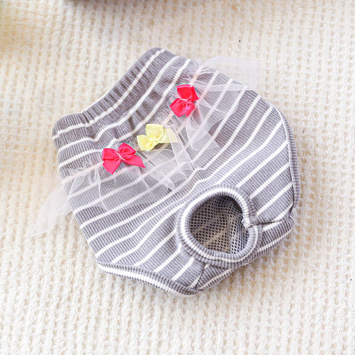 Washable Striped Bow Lace Dog Diaper Pants