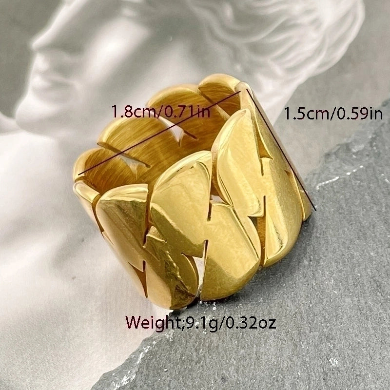 Retro Geometric 304 Stainless Steel 14K Gold Plated Irregular Stainless Steel Rings