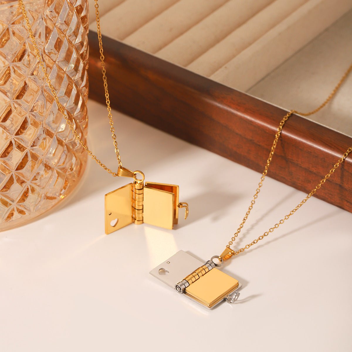 Color Matching Stainless Steel Love Book Pendant Necklace Female Niche Design Titanium Steel Necklace