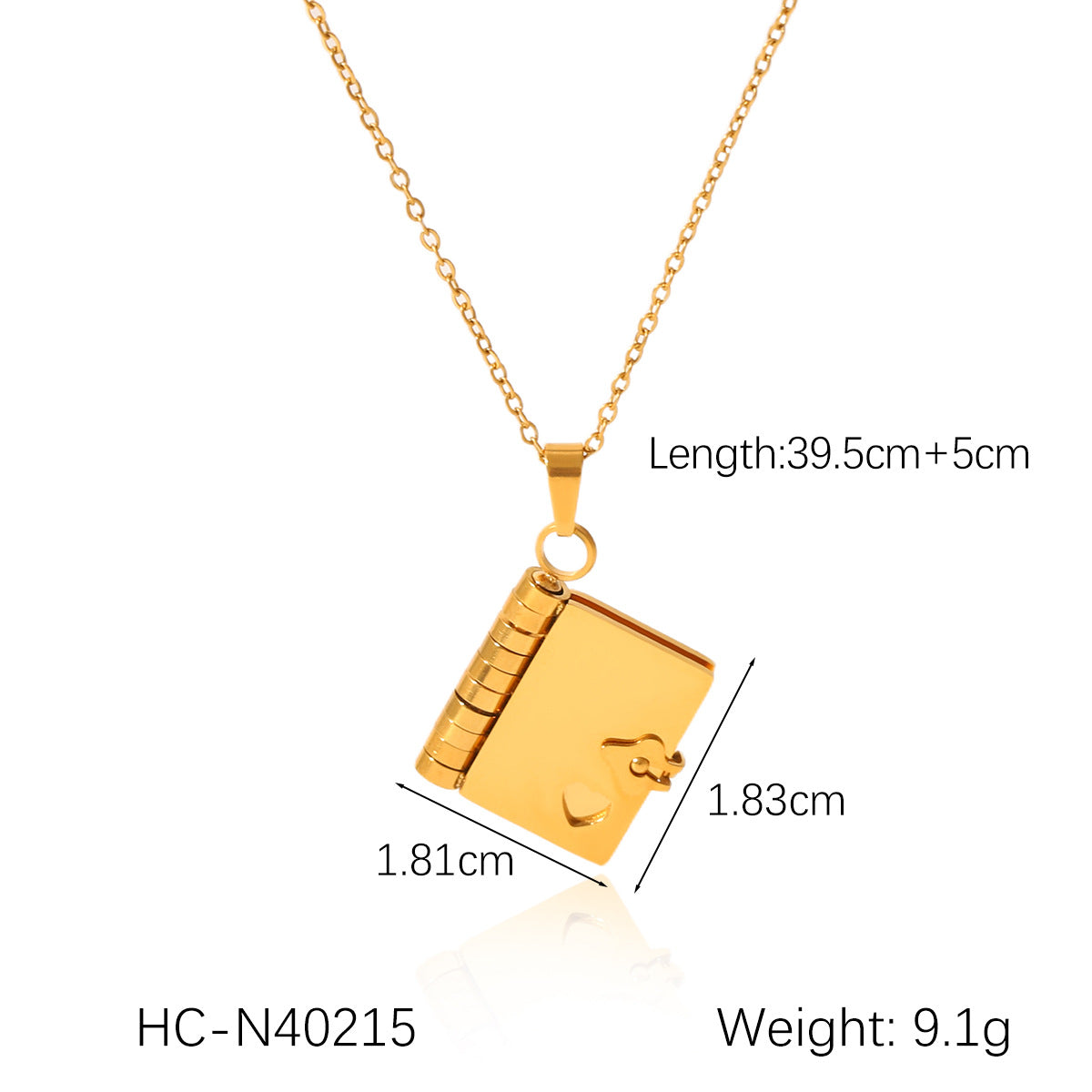 Color Matching Stainless Steel Love Book Pendant Necklace Female Niche Design Titanium Steel Necklace
