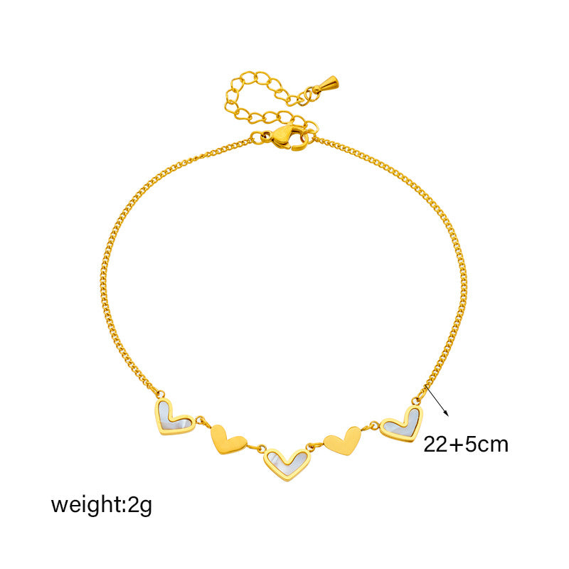 Minimalist Women Heart Titanium Steel Anklets