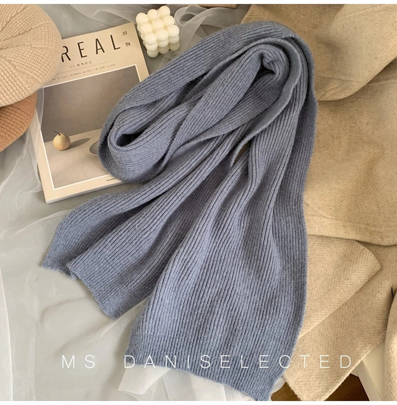 New Scarf Women's Winter Soft Warm Knitted Thickened Instagram Style Fashionable Scarf For Students