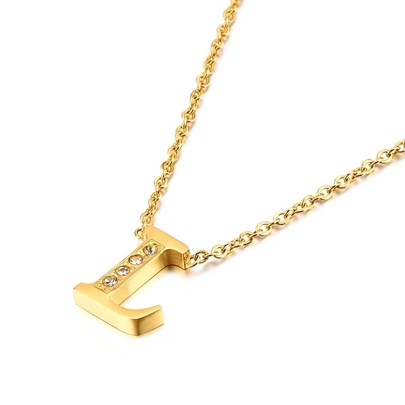 Letter Titanium Steel 18K Gold Plated Necklace