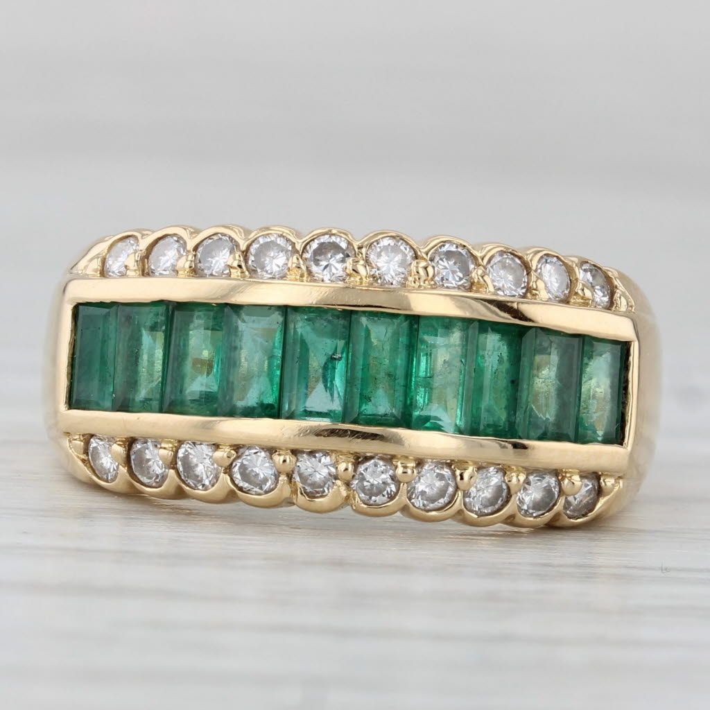 1.60ctw Emerald Diamond Ring 18k Yellow Gold Size 6.75